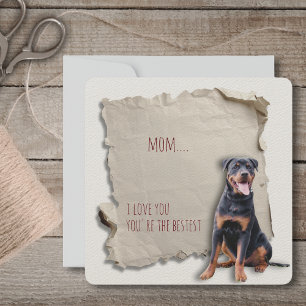 Rottweiler Mum Torn Paper Mothers Day  Card