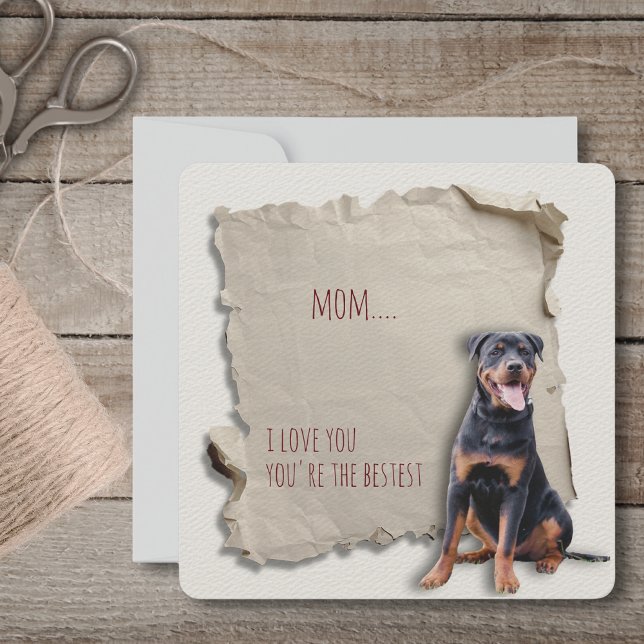 Rottweiler Mum Torn Paper Mothers Day  Card (Mothers Day is a great time to show mom how special she is, but any day is a day to say I love you!)