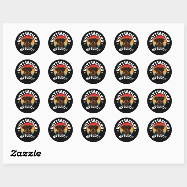rottweiler my buddy  classic round sticker (Sheet)