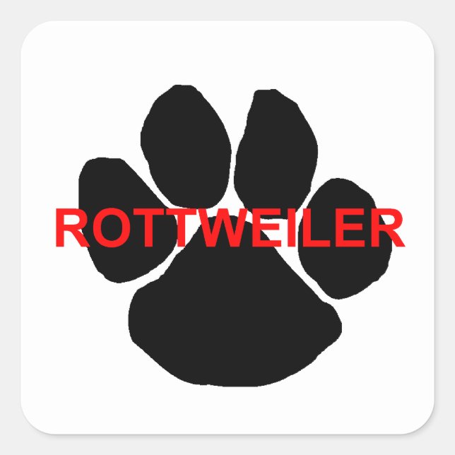 rottweiler name paw square sticker (Front)