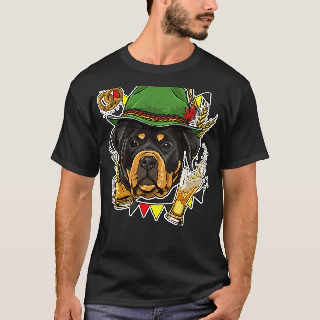 Rottweiler Oktoberfest Dog Lederhosen T-Shirt (Front)