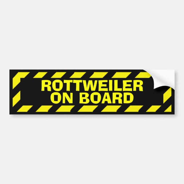 Rottweiler on board yellow caution sticker (Front)