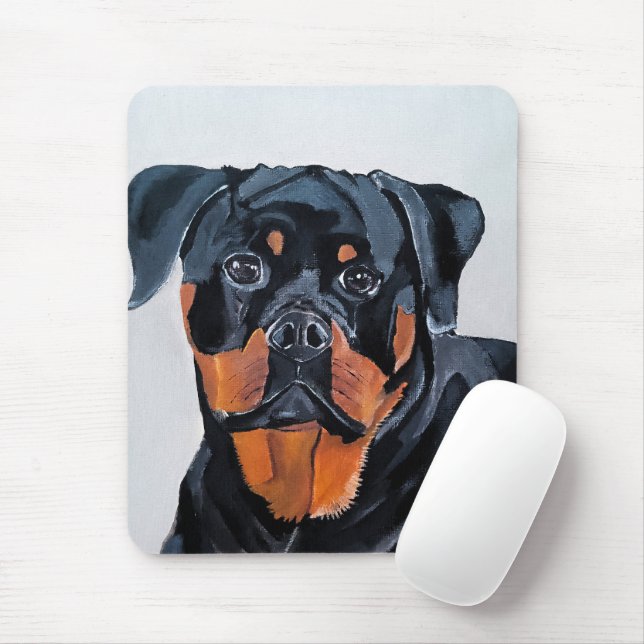 Rottweiler Painting by Alfred Fox Mouse Pad (With Mouse)