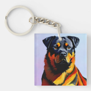 Rottweiler painting key ring