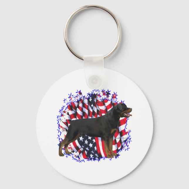 Rottweiler Patriot Key Ring (Front)