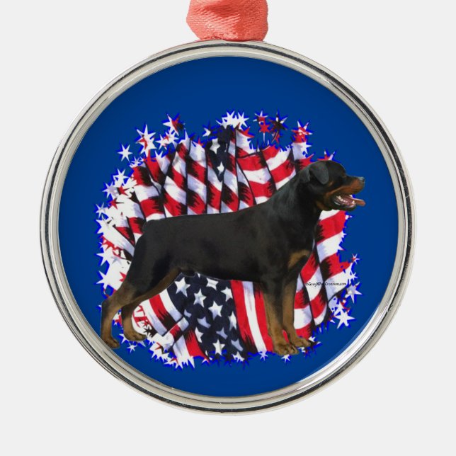 Rottweiler Patriot Metal Tree Decoration (Front)