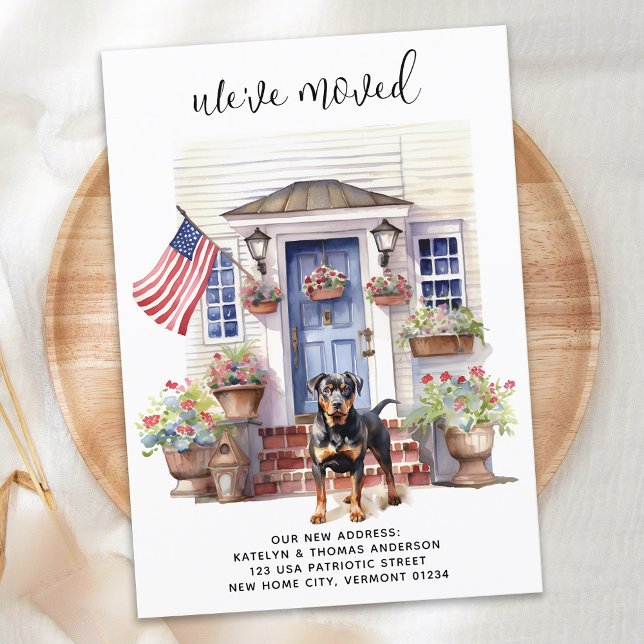 Rottweiler Patriotic Personalised Pet Dog Moving Announcement (Creator Uploaded)
