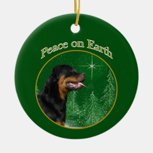 Rottweiler Peace Ceramic Tree Decoration (Front)