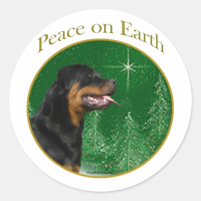 Rottweiler Peace Classic Round Sticker (Front)