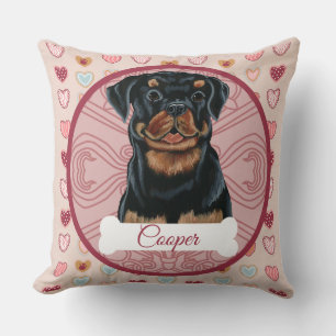 Rottweiler Personalize Valentine Pillow