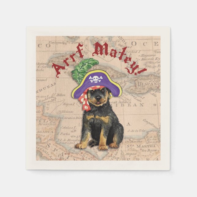 Rottweiler Pirate Napkin (Front)