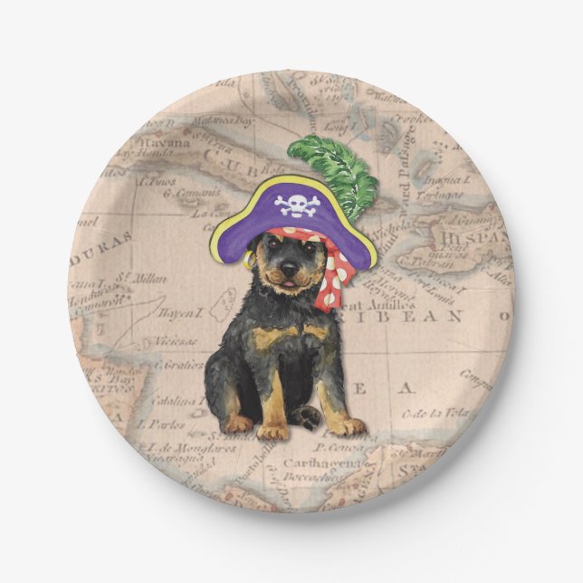 Rottweiler Pirate Paper Plate (Front)