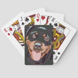 Rottweiler playing cards