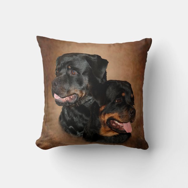 Rottweiler Polyester Throw Pillow (Front)