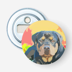 Rottweiler Portrait Digital Painting Bottle Opener
