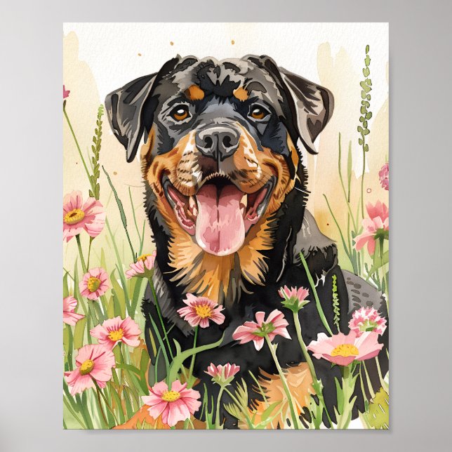 Rottweiler Poster Gift for Dog Lovers Wall Art (Front)