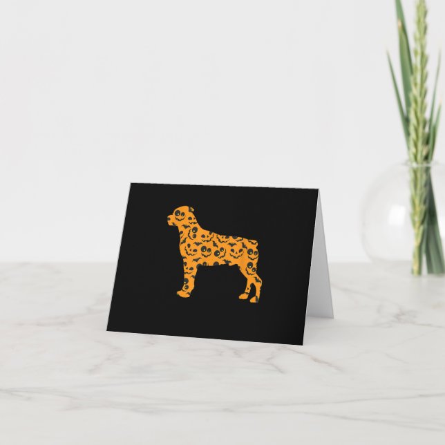 rottweiler pumpkin bat shape funny scary halloween note card (Front)
