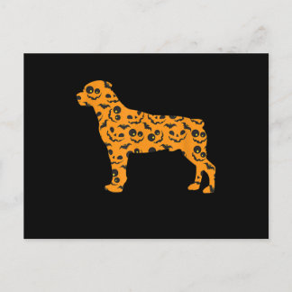 Rottweiler Pumpkin Bat Shape Funny Scary Halloween Postcard