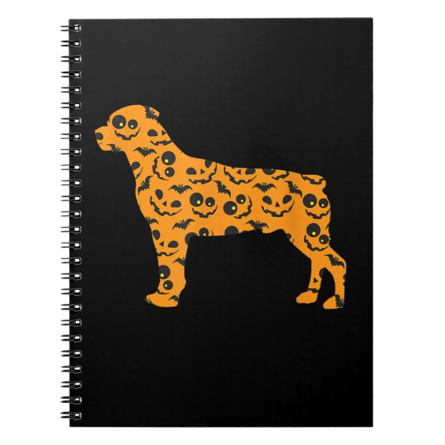 Rottweiler Pumpkin BatShaped Funny Scary Halloween Notebook (Front)