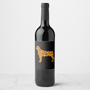 Rottweiler Pumpkin BatShaped Funny Scary Halloween Wine Label