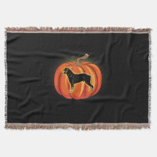 rottweiler pumpkin halloween costume  dog lover throw blanket
