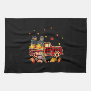 Rottweiler Pumpkin Truck Fall Leaf Thanksgiving Tea Towel