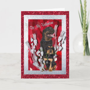 Rottweiler Puppies Be My Valentine Greeting Holiday Card