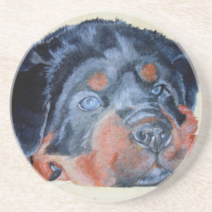 Rottweiler Puppy Artistic Pet Portrait Coaster