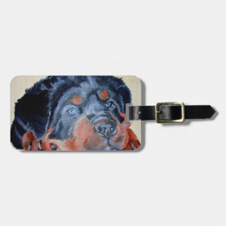 Rottweiler Puppy Artistic Pet Portrait Luggage Tag