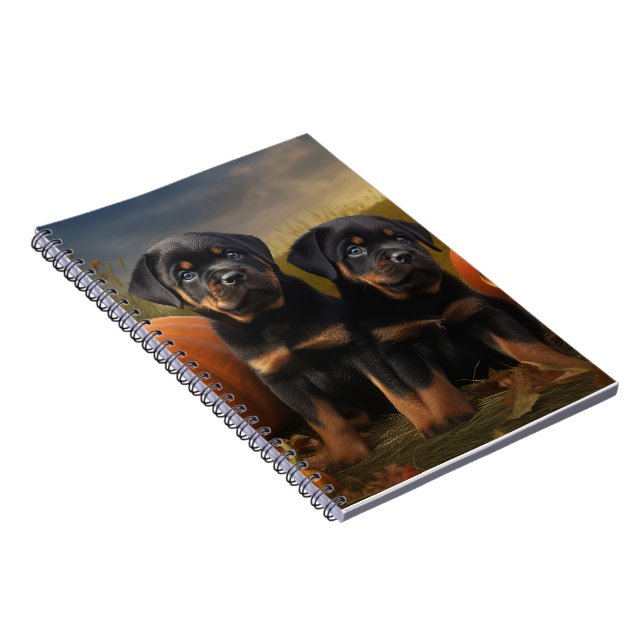 Rottweiler Puppy Autumn Delight Pumpkin Notebook (Right Side)