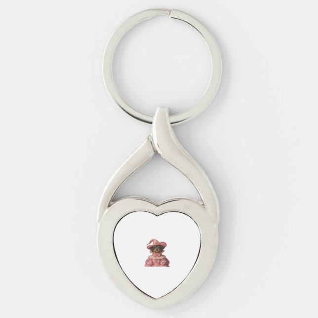 Rottweiler Puppy Dressed as a Pink Witch � Cute Ha Key Ring (Front)