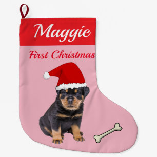 Rottweiler Puppy First Christmas Large Christmas Stocking