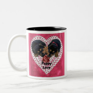 Rottweiler Puppy Love Valentines Two-Tone Coffee Mug