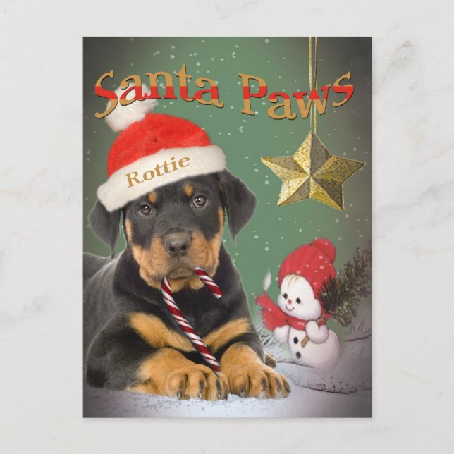 Rottweiler Puppy Santa Paws cards (Front)