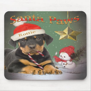 Rottweiler Puppy Santa Paws Mousepad