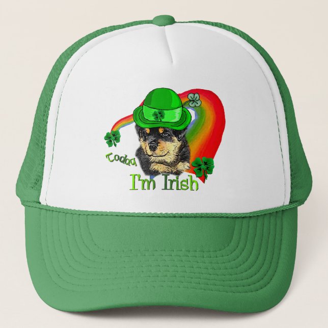 Rottweiler Puppy St Pattys Trucker Hat (Front)