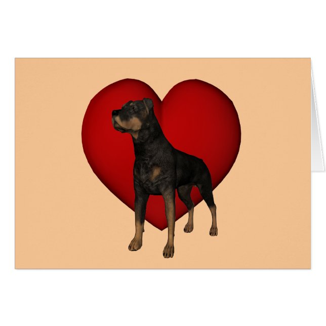 Rottweiler Red Heart Dog Card (Front Horizontal)
