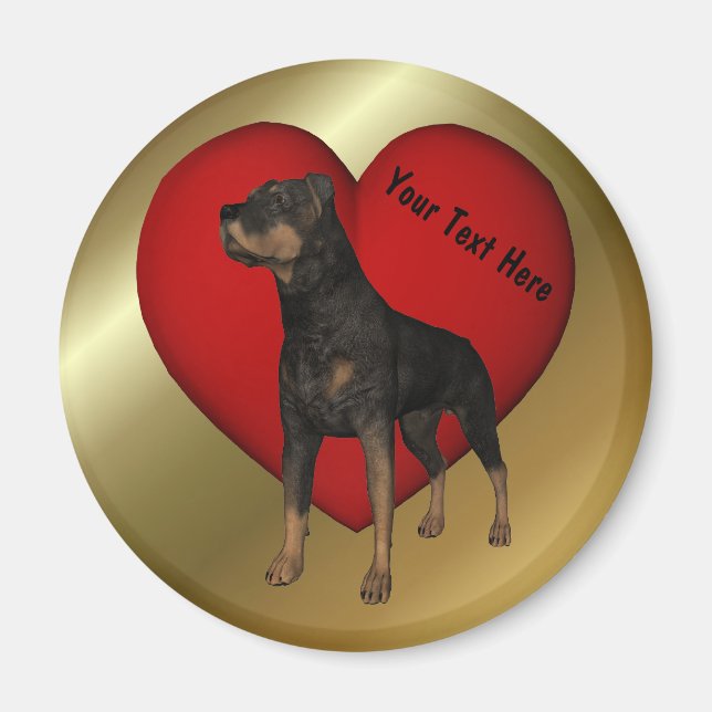 Rottweiler Red Heart Dog Magnet (Front)