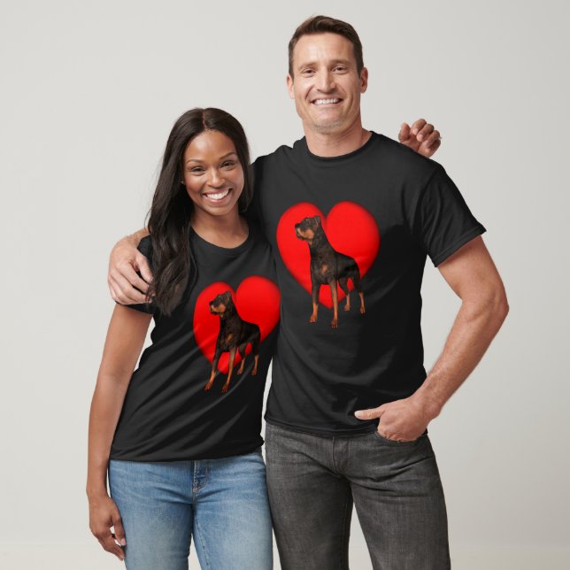 Rottweiler Red Heart  T-Shirt (Unisex)