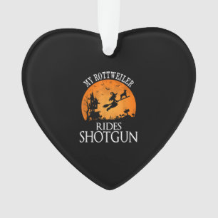 Rottweiler Rides Shotgun Dog Lover Halloween Party Ornament