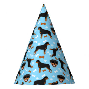 Rottweiler Rottie Blue Boy Pawprint Pattern Party Hat