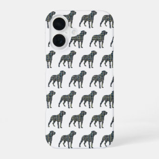 Rottweiler Rottie Cute Dog Silhouette Grid White iPhone 16 Case