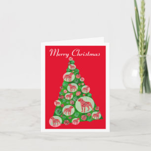 Rottweiler Rottie Dog Silhouette Christmas TreeRed Card