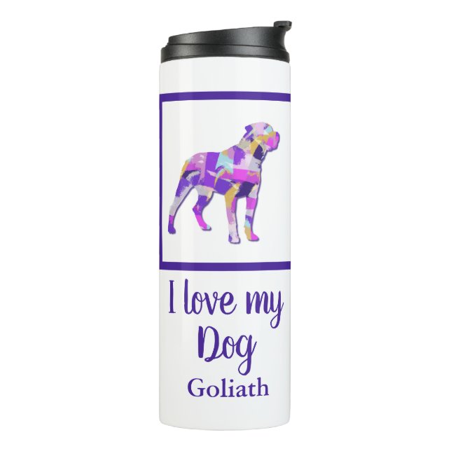 Rottweiler Rottie Dog Silhouette Cute Purple PY&B  Thermal Tumbler (Rotated Left)