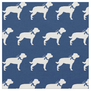 Rottweiler Rottie Dog Silhouette Pet Navy Blue Fabric