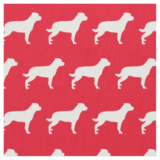 Rottweiler Rottie Dog Silhouette Pet Red Fabric (Close Up)