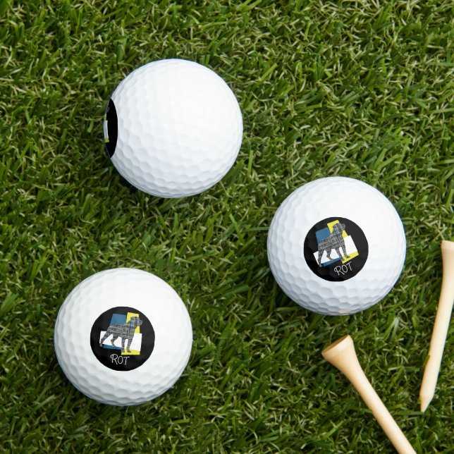 Rottweiler / Rottie Dog Silhouette TriGrid Golf Balls (Insitu Grass)