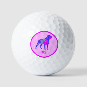 Rottweiler / Rottie Pink Dog Silhouette Monogram Golf Balls