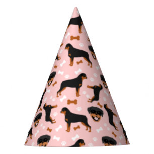 Rottweiler Rottie Pink Girl Pawprint Pattern  Party Hat