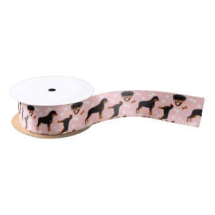 Rottweiler Rotties Pink Pattern Satin Ribbon